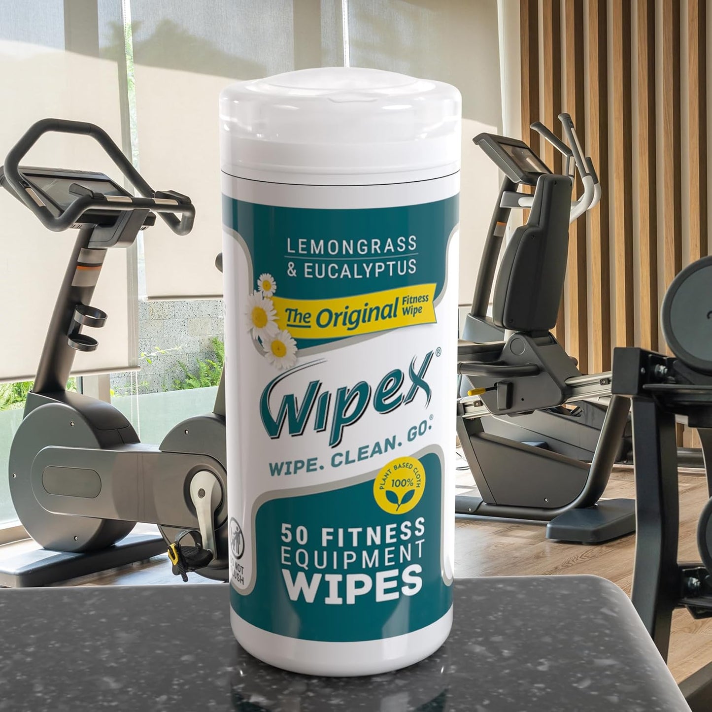 Fitness Equipment Wipes - EWG Verified - 50 Ct Original Natural Plant Based Gym Wipes for Equipment, Clean Surfaces at Home or Gym, Use as a Yoga Mat Cleaner, Lemongrass, Eucalyptus & Vinegar
