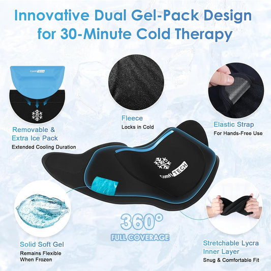 Dual-Gel Neck Ice Pack Wrap, 30-Minute Cooling Cervical Wrap, M