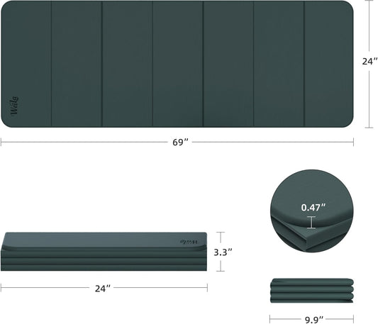 1/2 Inch Extra Thick Yoga Mat Pilates Equipment, 70"x24" Odorless Workout Mats for Home Gym, Non-slip Exercise Mats for Women Men Home Workout, Foldable Yoga Mats for Travel Camping Sleeping