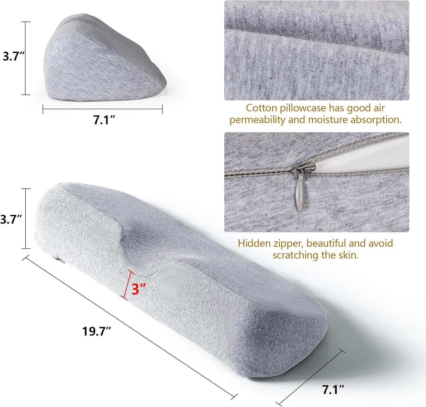 Cervical Neck Pillows for Pain Relief Sleeping, Memory Foam Neck Bolster Support Pillow and Shoulder Relaxer for Stiff Pain Relief, Neck Support Pillow Bed Neck Roll Pillow(Dark Gray)