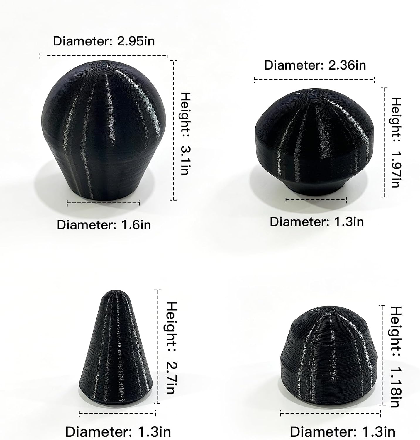 Massage Gun Attachments Compatible with Theragun Mini, 4 Pcs Replacement Heads, Multi-Use Muscle Massage Accessories Durable Attachment Kit, 3D-Printed Soft TPU Material (Black)