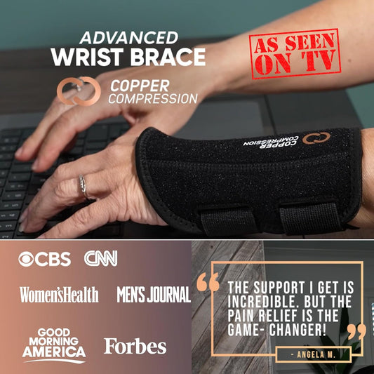 Advanced Wrist Brace - Copper Infused Adjustable Orthopedic Support Splint for Pain, Carpal Tunnel, Arthritis, Tennis Elbow, Tendinitis, RSI, Ganglion Cyst for Men Women Right S/M