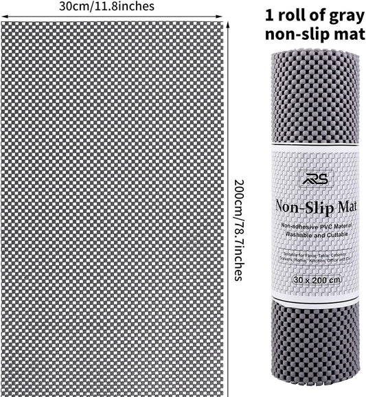 Non-Slip Mat Area Rug Pad Anti Slip Gripper Roll Rubber Matting Waterproof Floor Mat PVC Shelf Drawer Liner for Home, Office, Cars, Caravans (Gray, 30 x 200 cm)