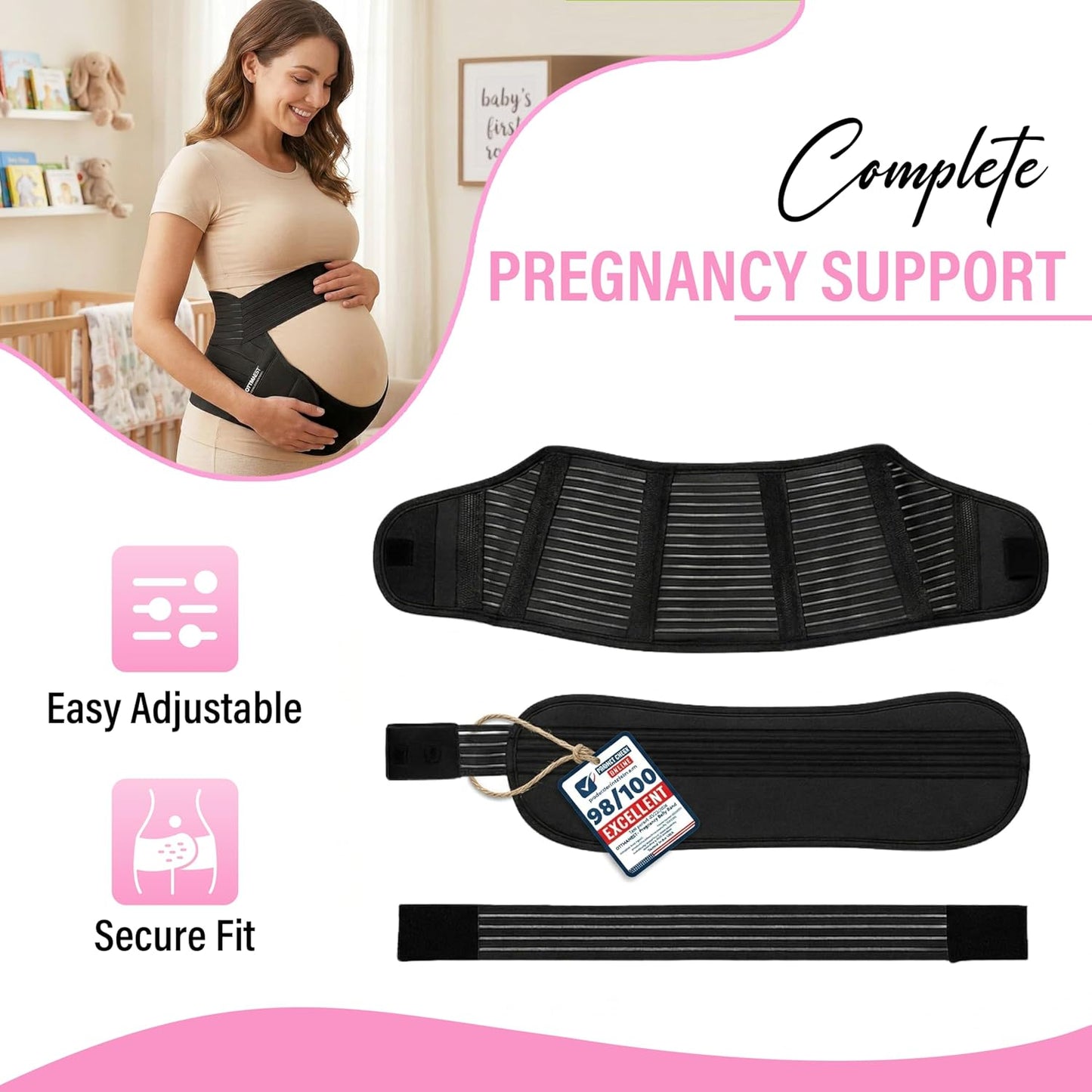 Maternity Support Belt (XLarge/100-130cm) – Adjustable Pregnancy Belly Band for Back, Hip & Pelvic Support | Prenatal & Postpartum Abdominal Binder for Lower Back Pain Relief & Belly Support