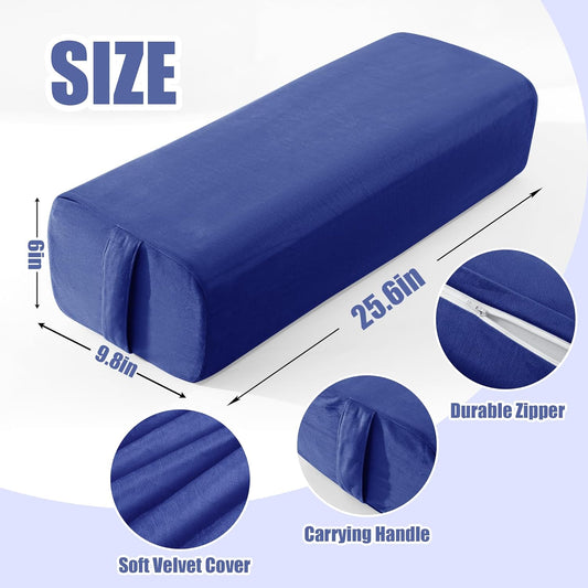 Yoga Bolster Pillow, Triple-Layer Sponge Rectangular Yoga Bolster with Carry Handle Meditation Pillow with Washable Cover for Restorative, Meditation