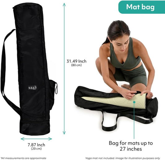 Yoga Mat Bag – Crossbody Gym Bag for Women & Men, Waterproof Travel Carrier Fits Thick Yoga Mat, Multi Pocket Storage with Strap Holder, Shoulder Carry for Fitness Pilates Exercise