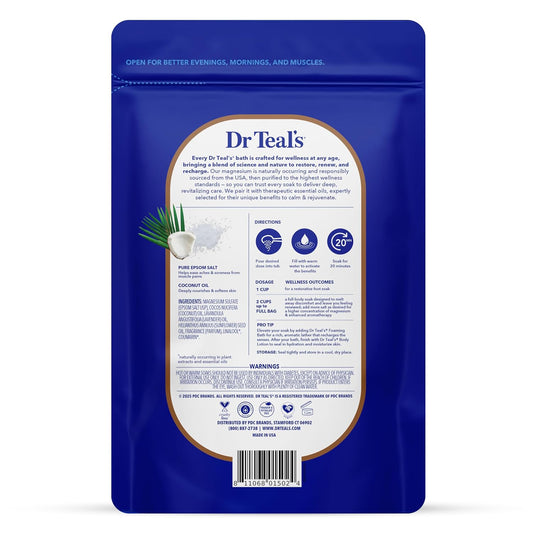 Epsom Salt Magnesium Soak, Nourish & Protect with Coconut Oil, 3 lbs (Pack of 4)