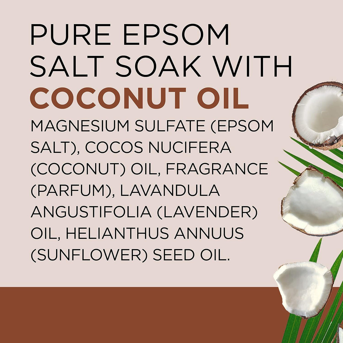 Epsom Salt Magnesium Soak, Nourish & Protect with Coconut Oil, 3 lbs (Pack of 4)