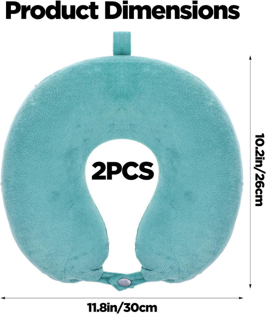 2 Pack Neck Pillow Covers with Zipper, Washable U Shaped Replacement Cover, Reusable Travel Pillow Cover, Soft Smooth Plush Fabric, Universal Fit Airplane Pillows Case