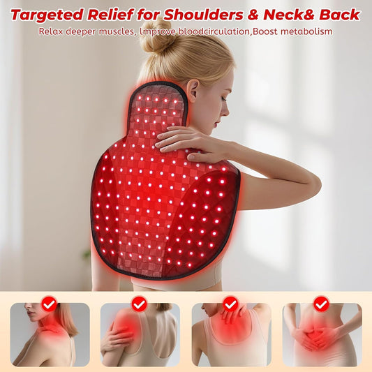 Red Light Therapy for Body, 3-in-1 Near Infrared Red Light Therapy for Shoulder Back Neck, 660nm and 850nm Wearable Red Light Pad with 3 Light Modes, for Office Home Use,Gift for Men Women