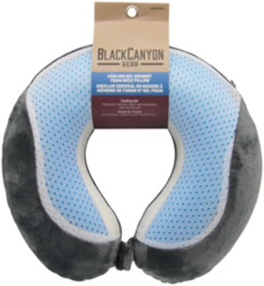 Gel Neck Pillow BCO6878GEL Cooling Gel Travel Pillow for Airplane Memory Foam Cool Neck Support and Relief - Assorted