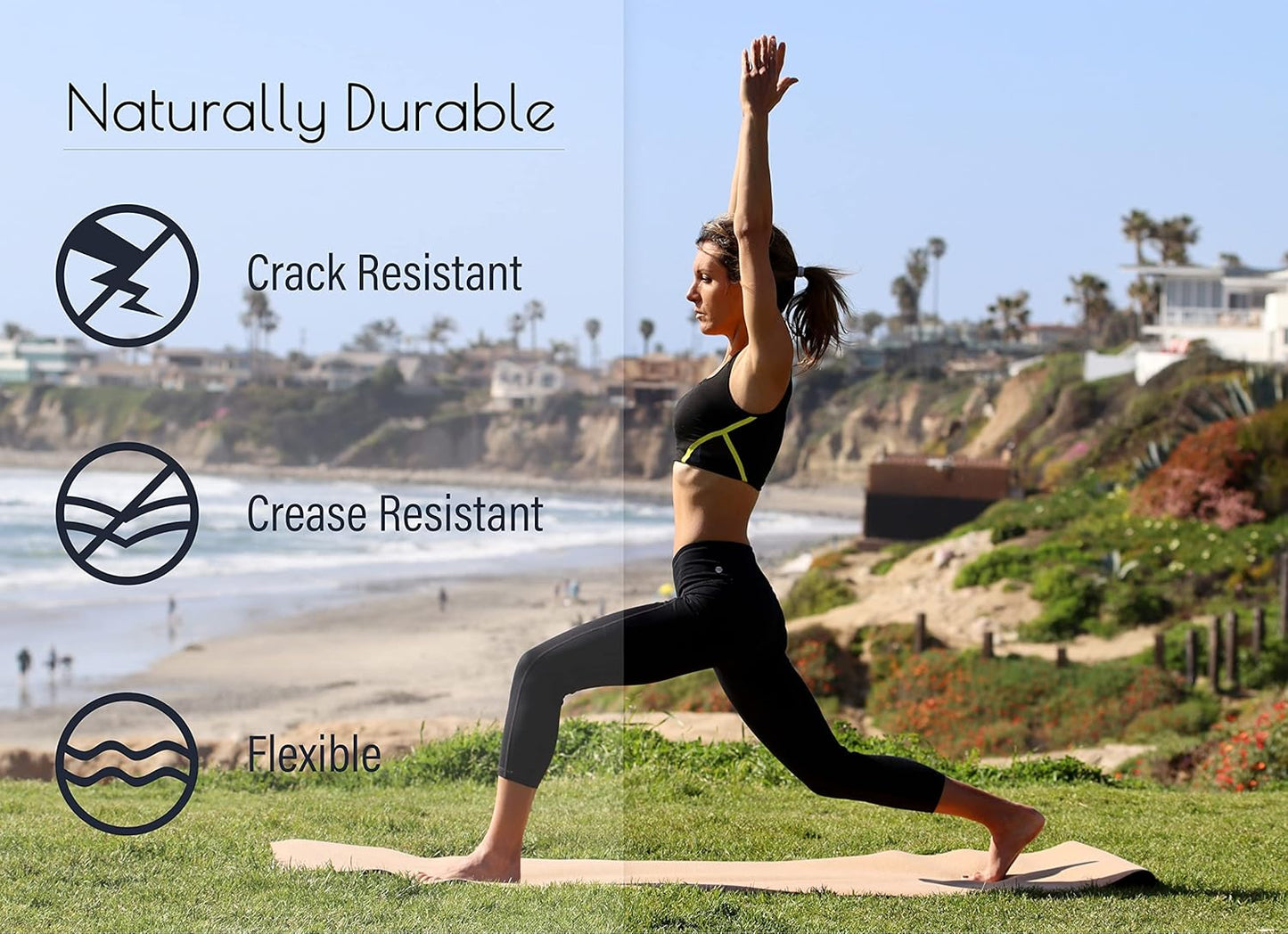 Cork & Natural Rubber Yoga Mat | Non-Slip Hot Yoga Mat | Non-Toxic, TPE-Free, PVC-Free | Eco-Friendly, Sustainable | 72” x 24” x 3mm | Cotton Hemp Strap Included