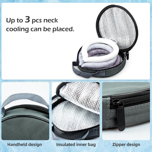 2 Pack Neck Cooling Tube with Insulated Cooling Bag, Reusable PCM Ice Ring