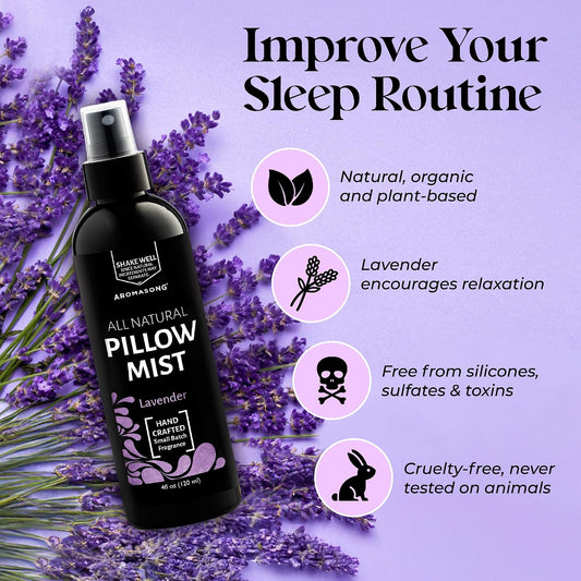 Lavender Pillow Spray for Sleeping - All Natural Calming Linen & Bedtime Sleep Mist for Deep Sleep - Pillow Spray Aromatherapy with Botanical Essential Oils for Relaxing Stress