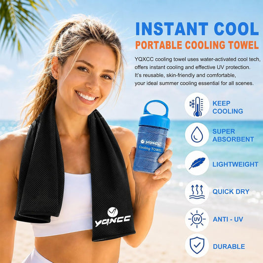 2 Pack Cooling Towels (47"x12"), Ice Cool Towel for Neck & Face
