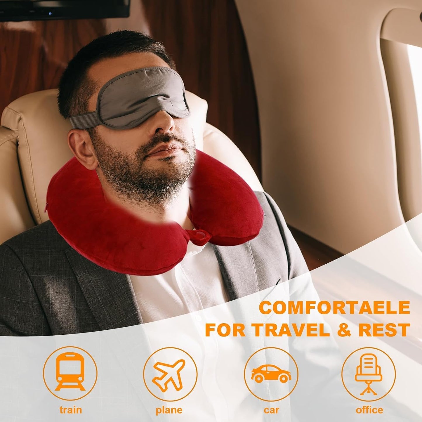 Travel Pillow,100% Pure Memory Foam U Shaped Neck Pillow,Super Lightweight Portable Headrest Great for Airplane, Car,Home,Office,Sleeping Rest (Grey)