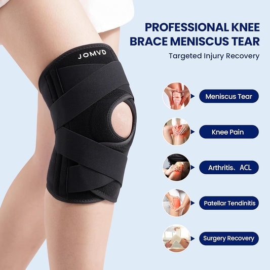 Knee Brace for Knee Pain, Meniscus Tear, Adjustable Knee Support with Side Spring Stabilizers for ACL, MCL, Arthritis, Patella Stability, Knee Pain Relief, Injury Recovery, Women and Men, Medium