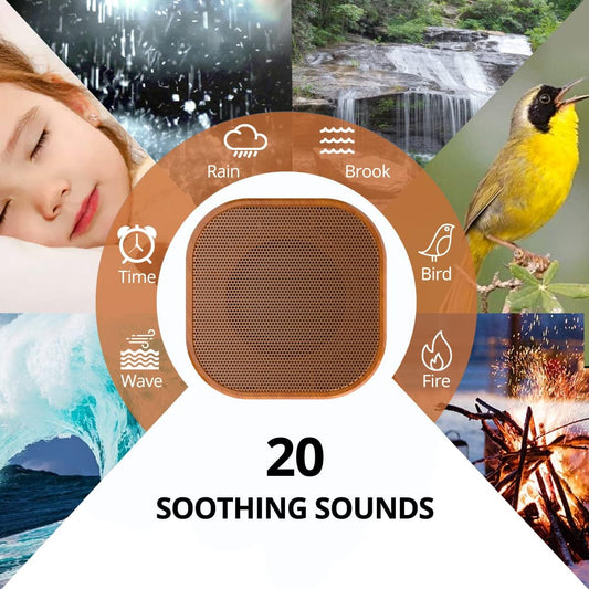 White Noise Machine plug-in Sound Machine with 20 Non Looping Natural Soothing Sounds and Memory Function Sleep Timer Sleep Machine with Sleep Therapy for Baby Kids Adults-New Wood Grain Added in 2025