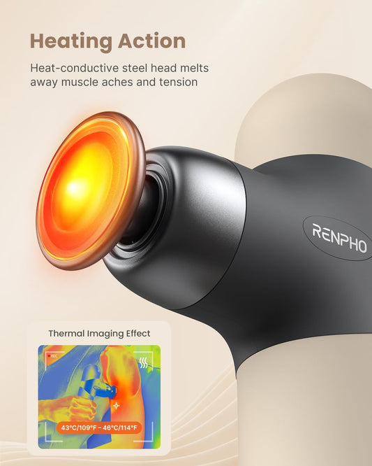 Mini Thermal Massage Gun with Heat, Color Silicone Casing, 4 Speeds