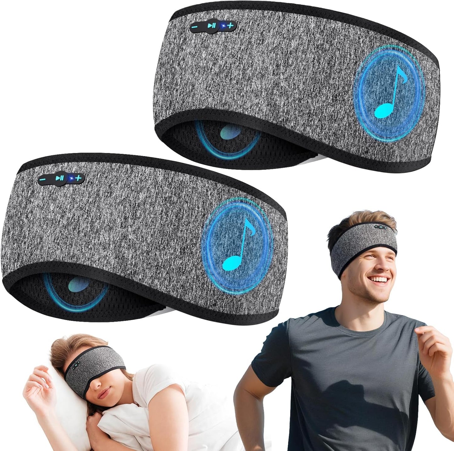 Sleep Headphones Bluetooth 6.0 Headband for Side Sleepers (Gray)