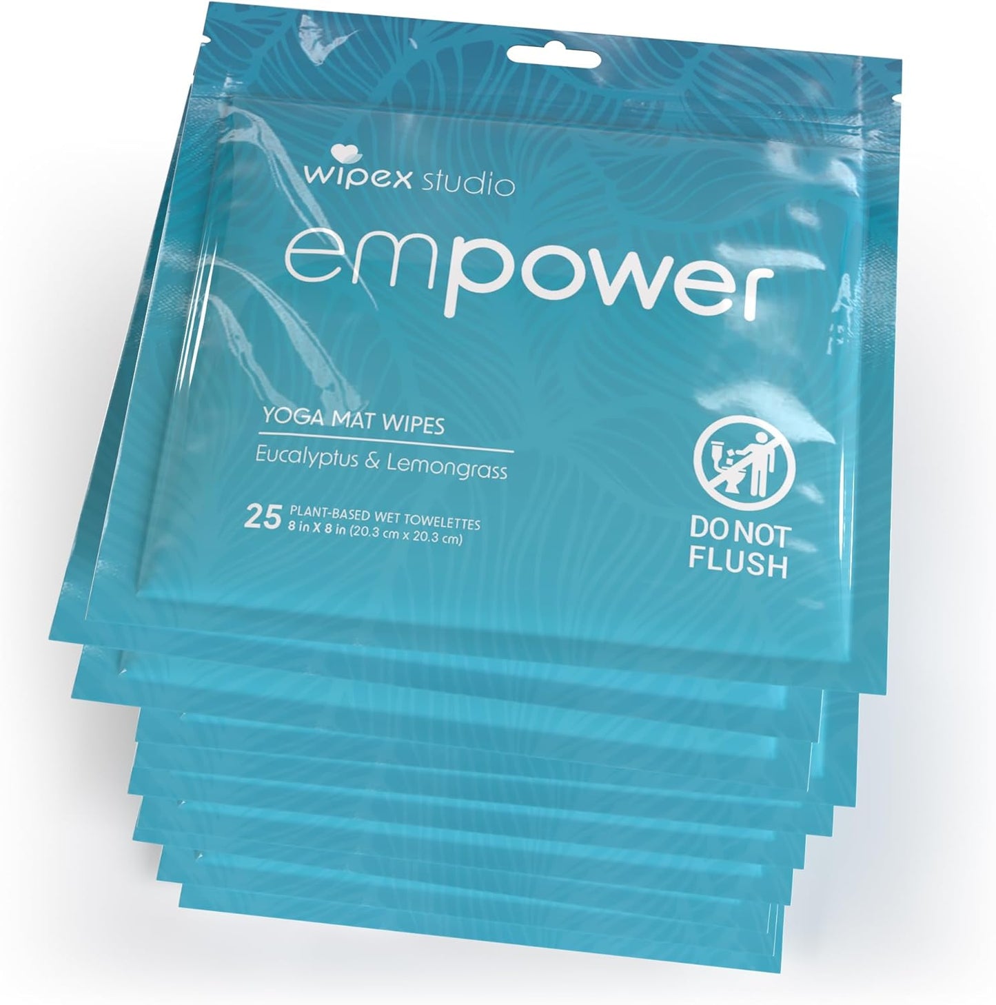 Studio Empower Yoga Mat Cleaner Wipes 25ct Zip Pack, Ultra Thick and Textured, Lemongrass Eucalyptus Scent, Natural Choice for Yoga, Pilates, or Any Movement Practice