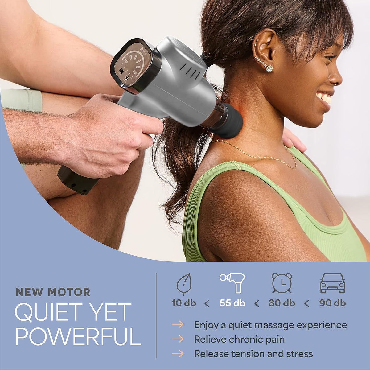 Sonic Massage Gun Percussion Muscle Massager, 8 Heads & 5 Speeds