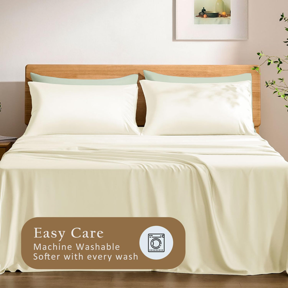 Luxury Pillow Case Set of 2 - Cooling Viscose Derived from Bamboo, Oeko-TEX, Breathabl Silky Soft Pillow Cases with Envelope Closure (Standard, White)