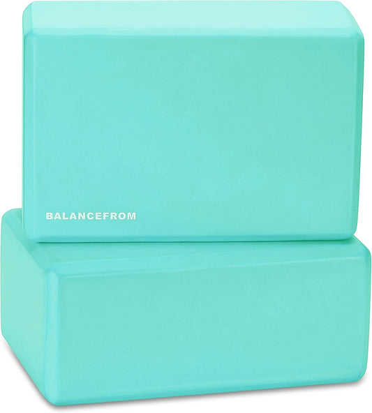 Set of 2 High Density Yoga Blocks, 9"x6"x4" Each, Pair (Green)