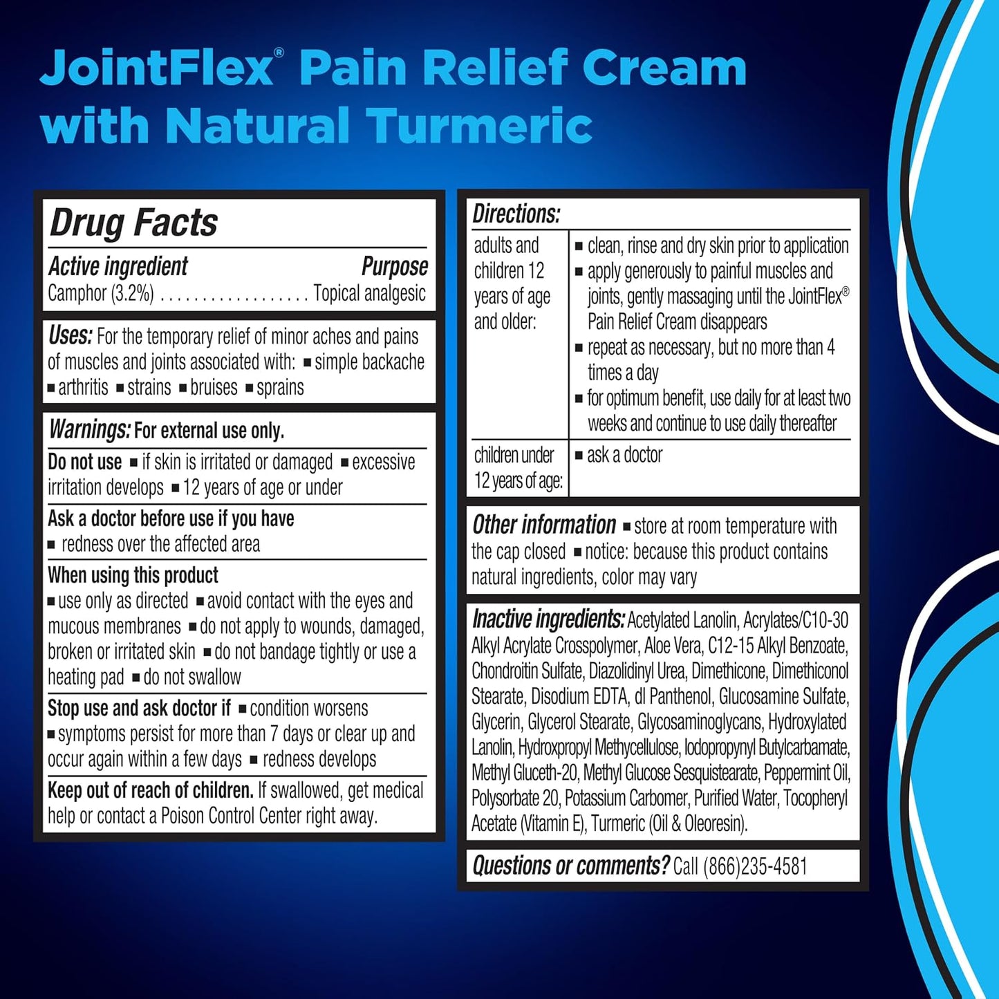 Pain Relief Cream with Turmeric, Arthritis Pain Relief, Joint Pain Relief, 3 Ounce Tube