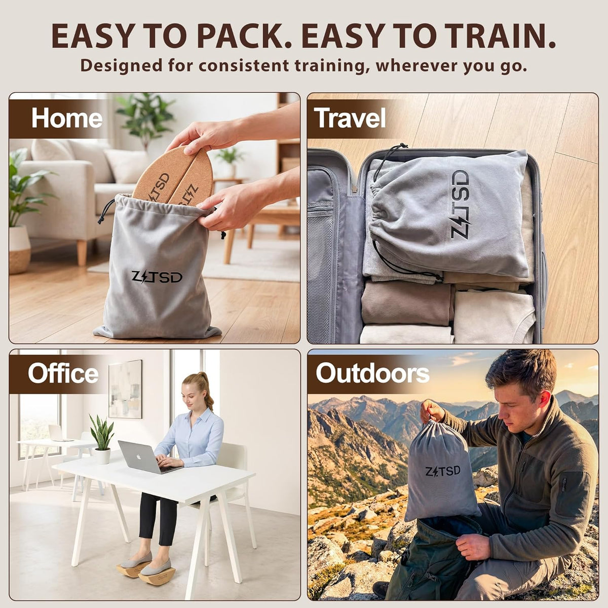 Half Moon Cork Yoga Blocks, 2 Pack Balance Trainer | Half Moon Cork Blocks For Balance Work | Foot Placement Drills | Ankle Mobility and Calf Stretching | Bag and Guide Included