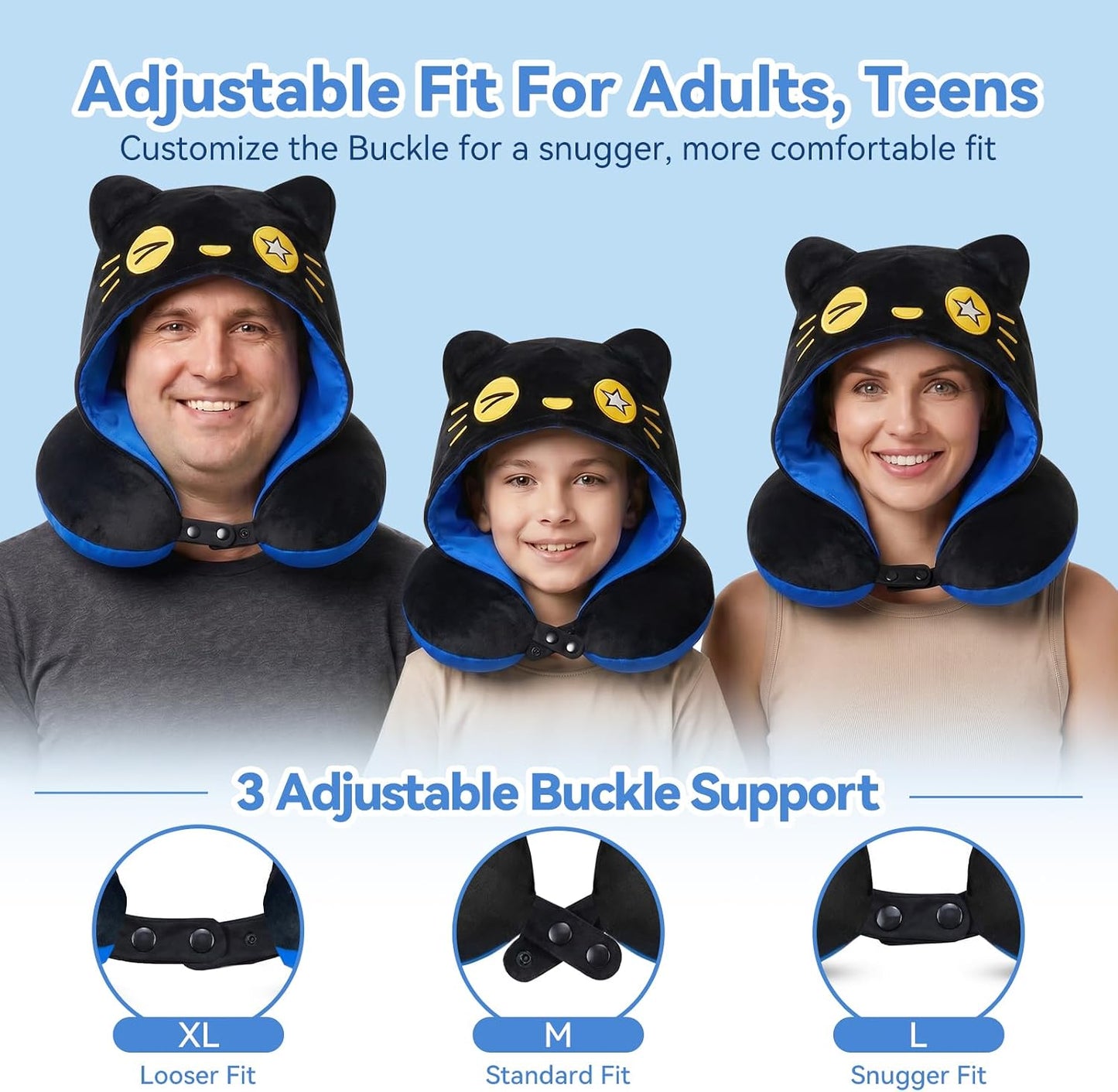 Travel Neck Pillow for Airplanes - 2026 Memory Foam Neck Support Pillow with Hood for Long Flights Car Rest & Road Trips - Reversible Ice Silk & Plush Design with EVA Case for Adults & Teens