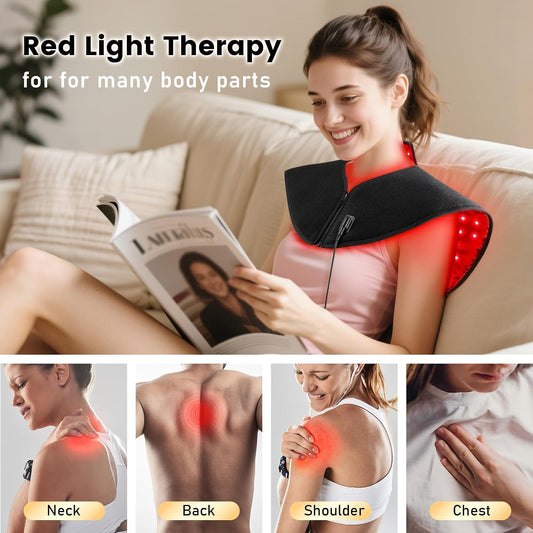 Red Light Therapy for Body, Infrared Light Therapy for Neck and Shoulder at Indoor, Neck Massager, Pain Relief, 194 LEDs, 660nm & 850nm, 30W High Power