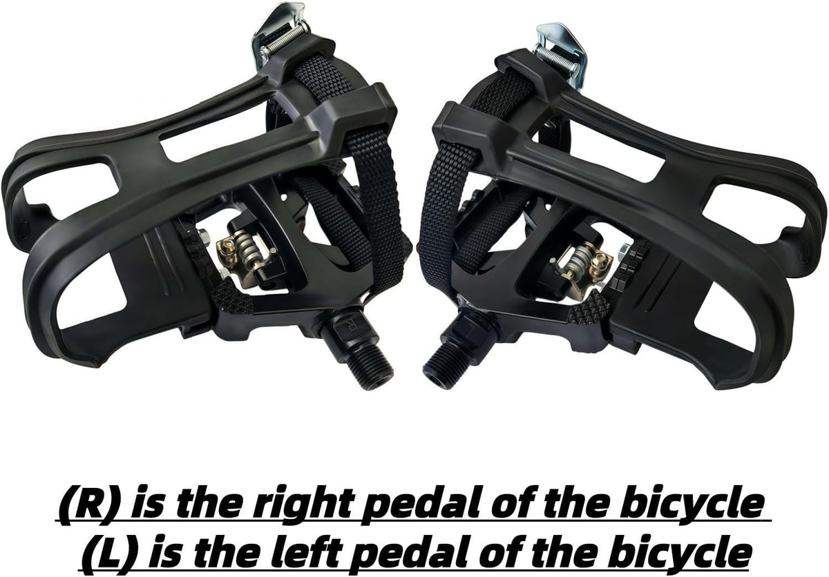 Pro-Grade SPD Spin Bike Pedals and Straps/Toe Clip for Indoor Exercise Cycling & Spin Peloton/Schwinn/Sunny/Bikes Compatible, 9/16" Axle with Sealed Bearings + 12-Month Warranty