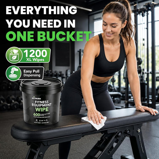 Gym Equipment Wipes, 600 Count Yoga Mat Cleaner Wipes | Green Tea & Aloe Formula • Alcohol Free • Large Wipes • Fresh Scent • Home & Commercial Use