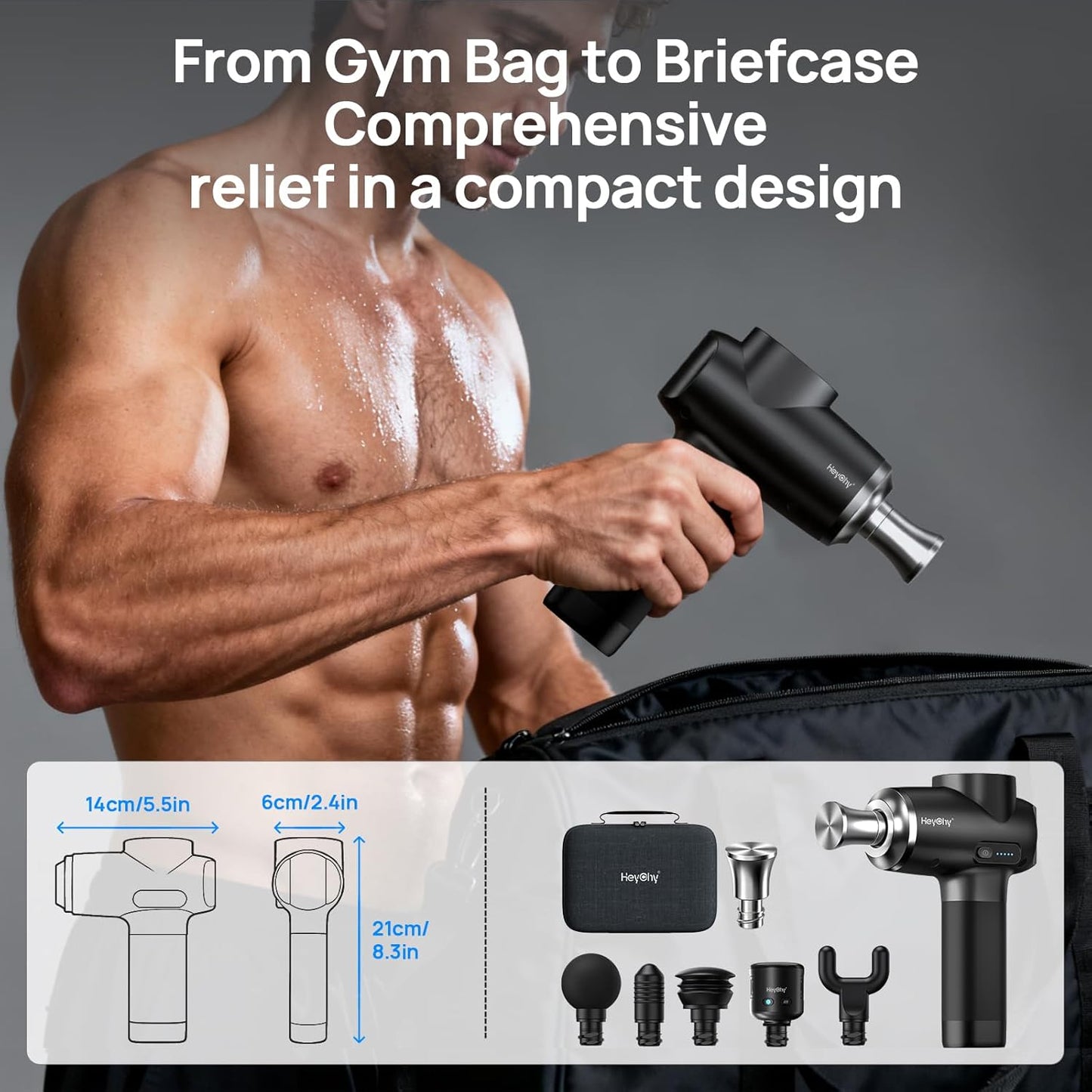 Massage Gun Deep Tissue with Heat and Cold, HSA Eligible12mm Amplitude Muscle Massager for Athletes, Men Women Back Neck Shoulder Recovery, Quite for Home Gym, FSA
