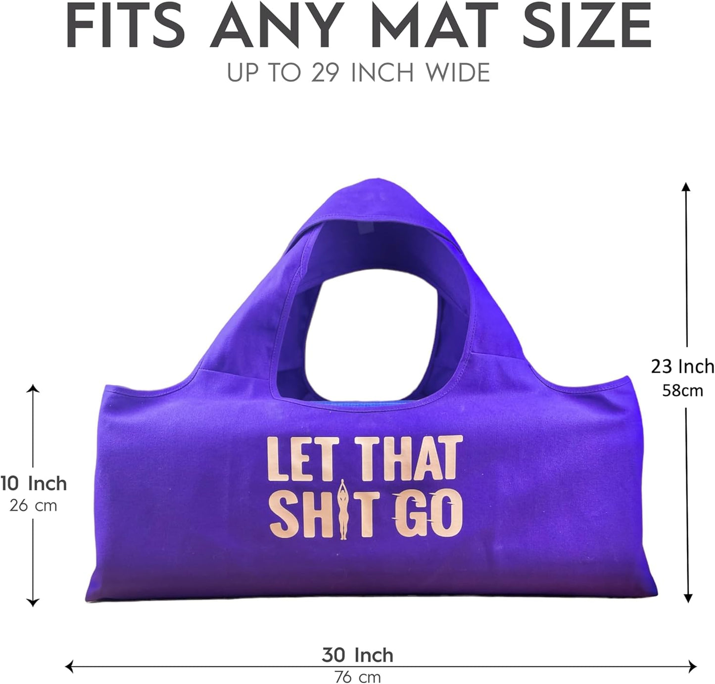Yoga Bag, Exercise, Tote, Large Carrier, Shoulder Strap, Inner Pocket, Fits Most Mats, Recycled Cotton Canvas