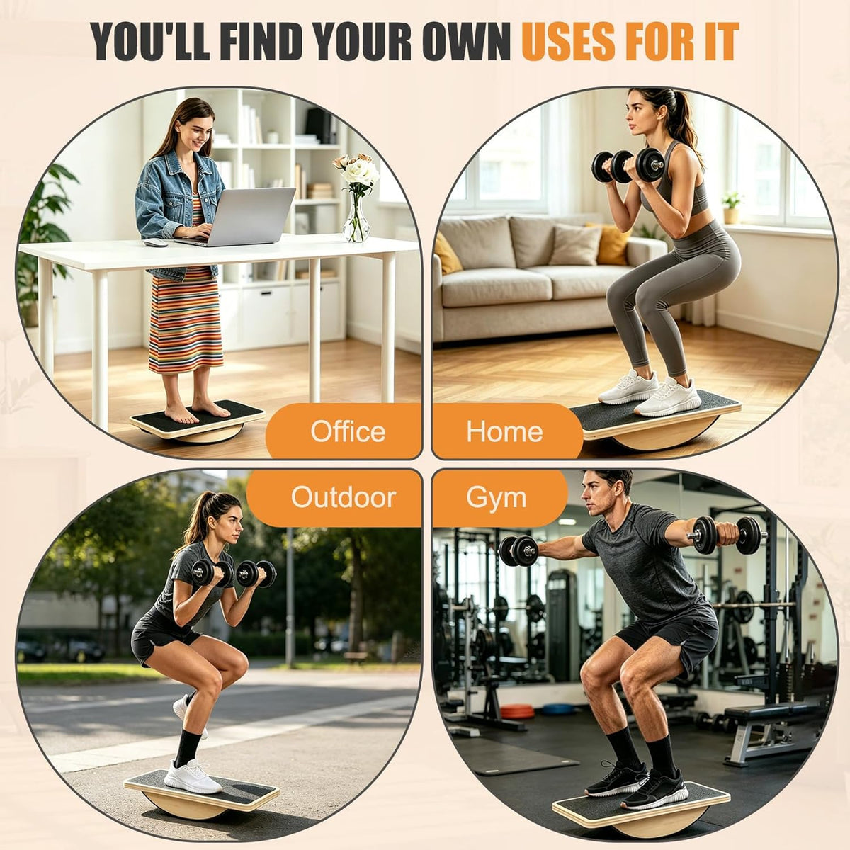 Wooden Wobble Balance Board, Anti-Slip Rocker Board for Core Strength and Balance Training, 350LBS Capacity for Home Gym Office