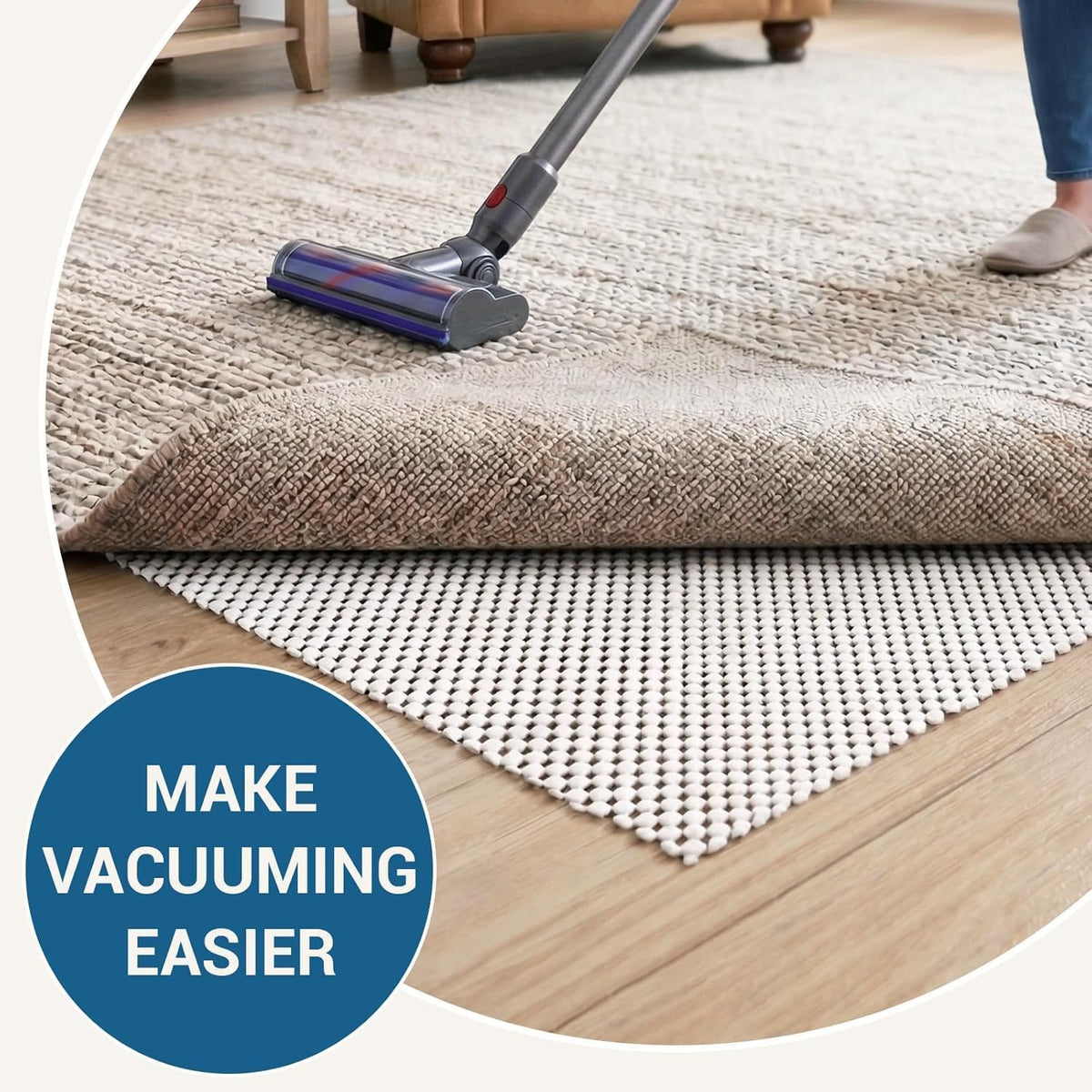 Non Slip Rug Pad Gripper for Hardwood Floors, 4x6 FT Anti Slide Rug Underlay, Eco Safe Odor Free, Cushioned Floor Protector, Cut-to-Size Multi-Purpose Pad