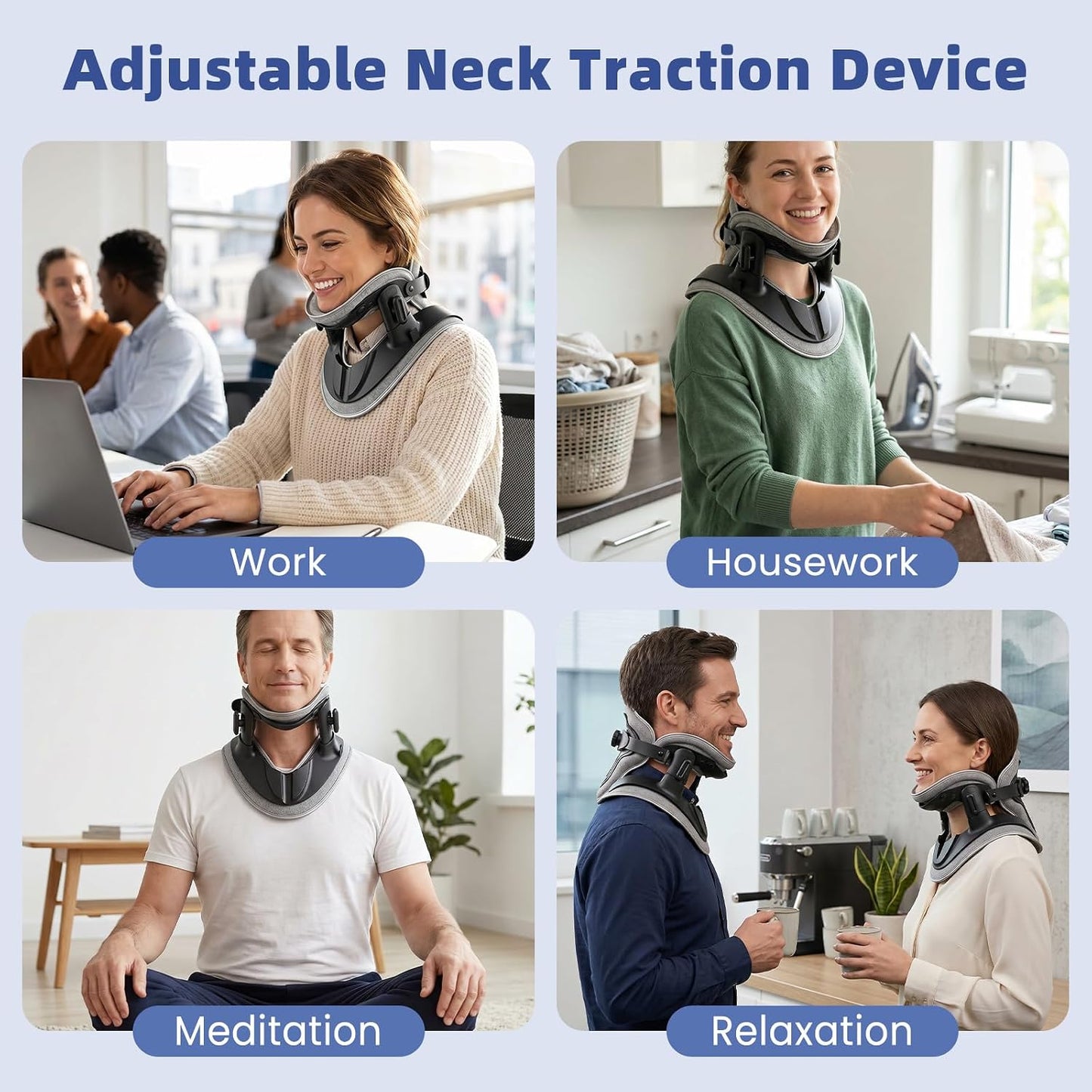 Neck Stretcher Cervical Traction - Adjustable Neck Traction Device for Spine Decompression and Pain Relief, Neck Braces for Neck Pain and Support - FSA Eligible/HSA Eligible