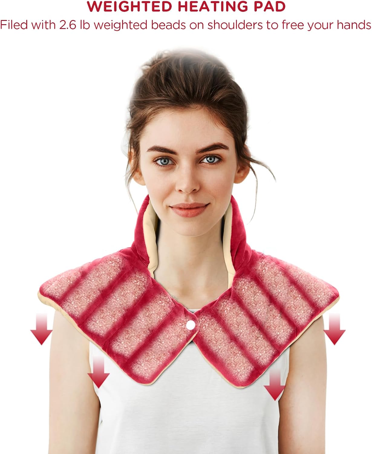 Heating Pad for Neck Shoulders Back, 2.6 Ib Weighted Heating Pad