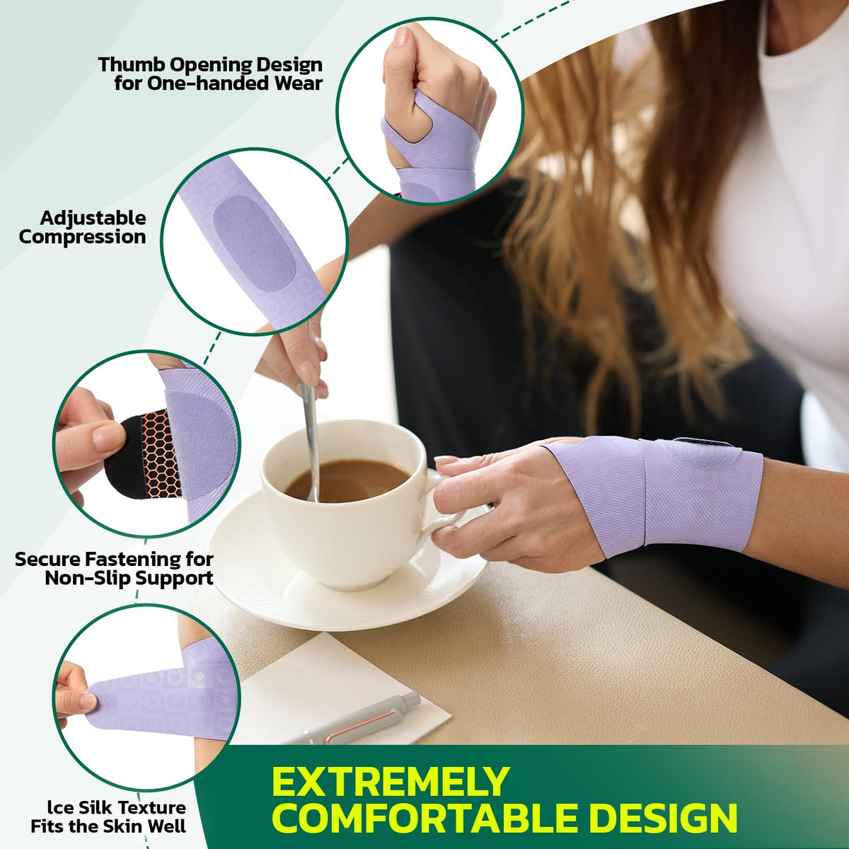 Adjustable Wrist Brace for Pain Relief, Carpal Tunnel & Tendonitis Support – Ergonomic Compression, Breathable & Anti-Slip Design, Fits Left & Right Hand, Ideal for Sports, Gaming & Office Use Purple