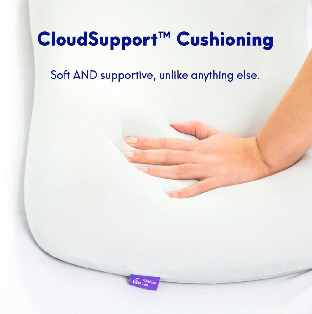 C Deep Sleep Pillow, Patented Ergonomic Contour Design for Side & Back Sleepers, Orthopedic Cervical Shape Gently Cradles Head & Provides Neck Support & Shoulder Pain Relief - Calm Grey