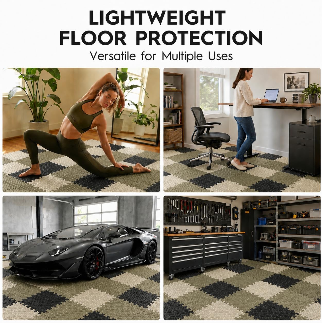 18pcs Puzzle Exercise Mat, 12.6"x12.6"x0.4", 18sqft EVA Interlocking Foam Floor Tiles, Protective, Water-Resistant Flooring for Home Gym & Workout Equipment
