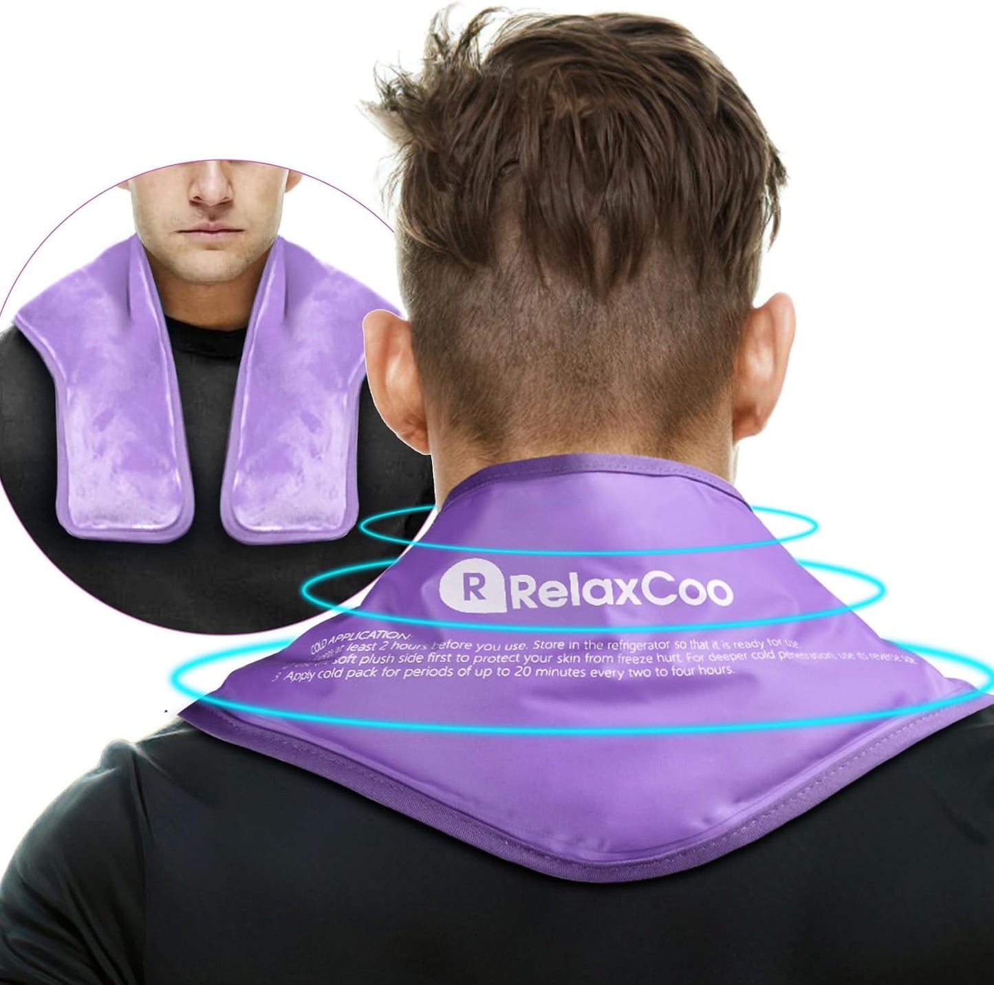 Neck Ice Pack Wrap, Reusable Gel Ice Pack for Neck Shoulders, Cold Compress Therapy for Pain Relief, Injuries, Swelling, Bruises, Sprains, Inflammation and Cervical Surgery Recovery