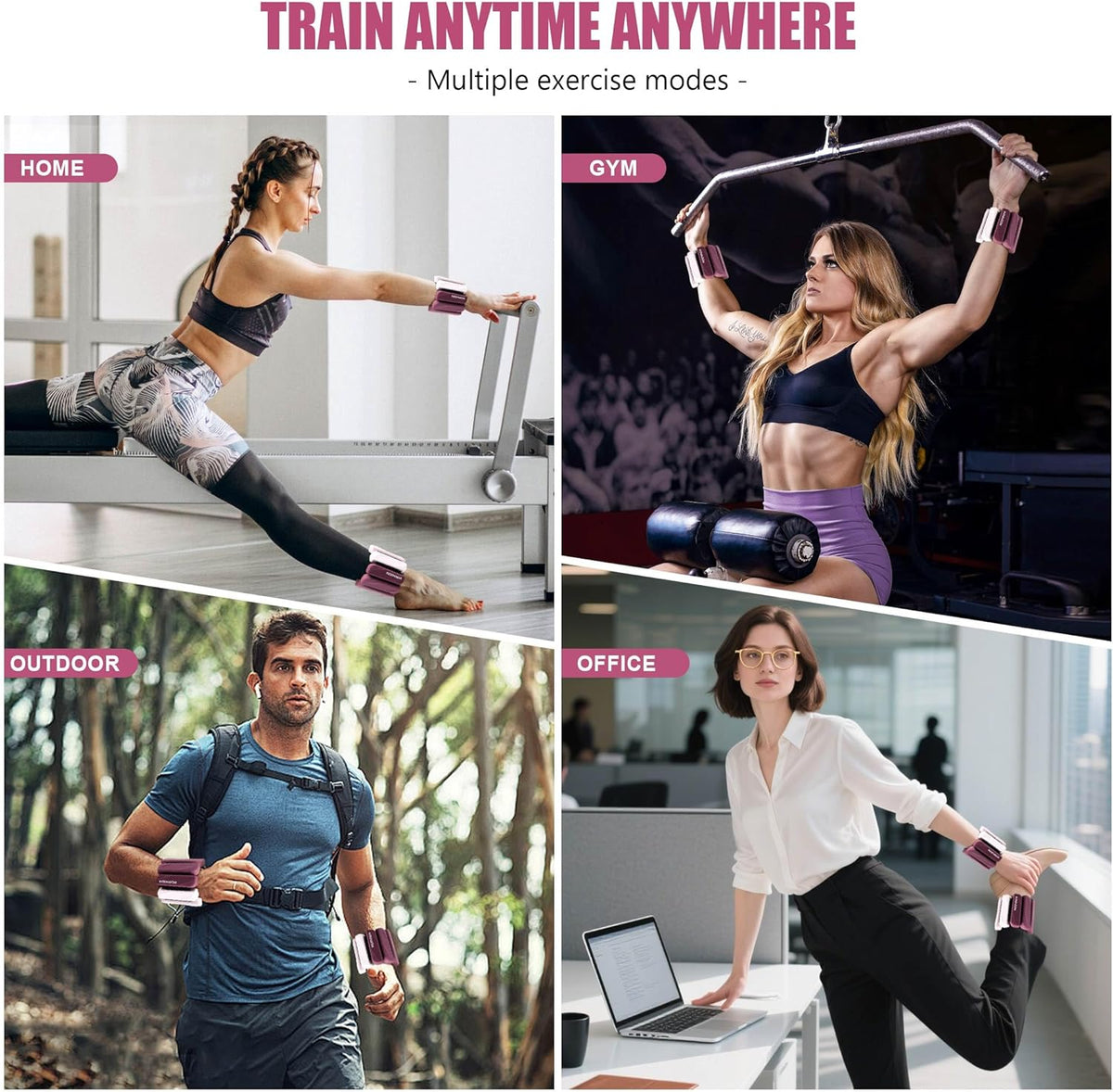 Wrist & Ankle Weights for Women and Men, 2lbs/4lbs Pairs Adjustable Silicone Weighted Bangles for Arm & Leg Workouts, Perfect for Pilates, Barre, Yoga, Walking & Home Fitness