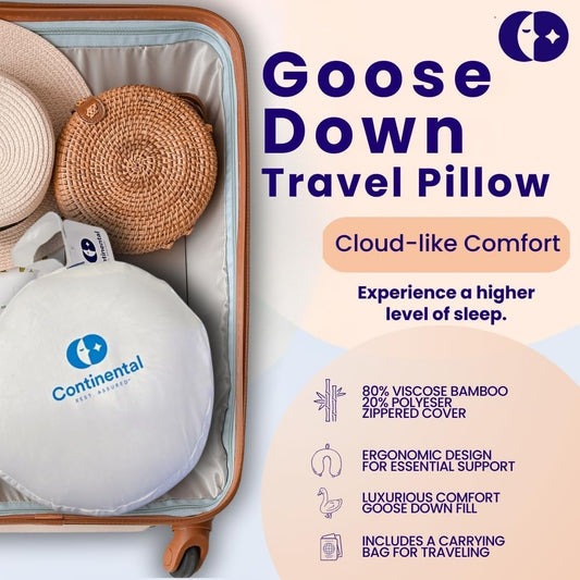 Travel Neck Pillow - U Shaped 13x11 Inch - Polyester Fill - Removable Gray Viscose Derived from Bamboo Cover in Travel Case