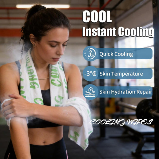 10 Pack Cooling Body Wipes, Alcohol-Free Cooling Towelettes Cooling Towel Alternative for Outdoor Sports, Camping, Hiking, Workout & Hot Weather(Green)