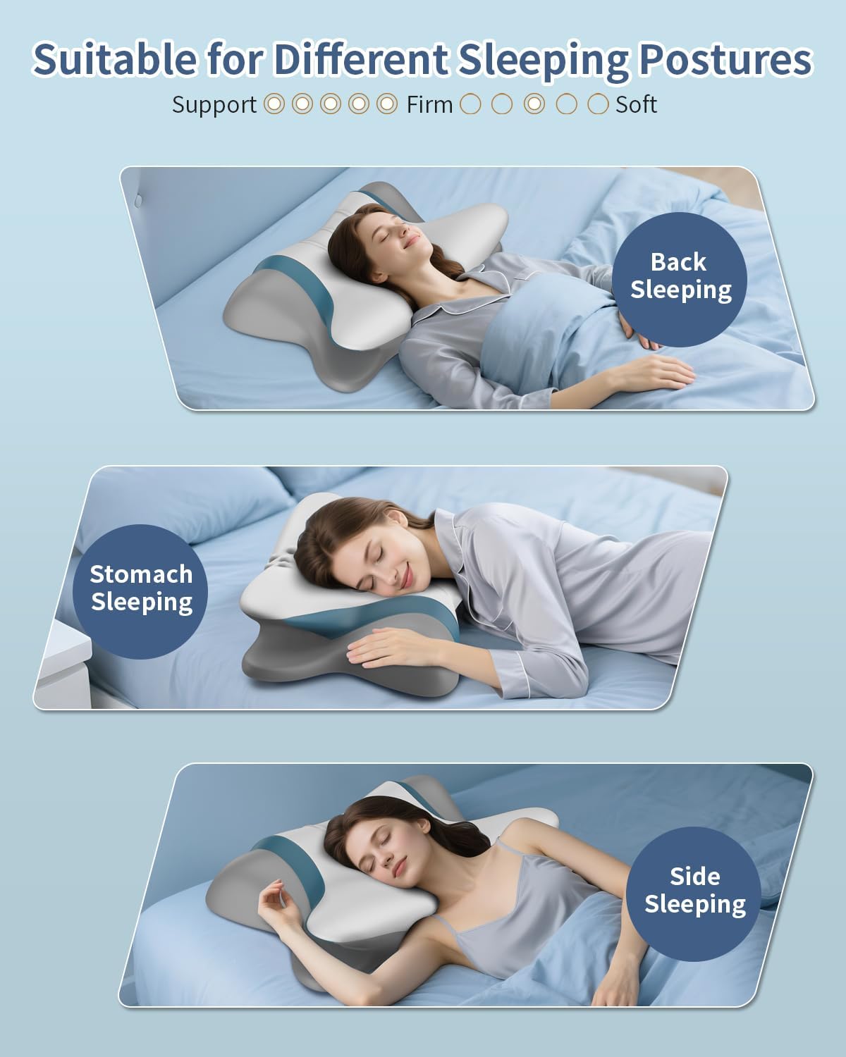Cervical Neck Pillow for Pain Relief - Ergonomic Side Sleeper Pillow for Sleeping, Cooling Memory Foam Pillows for Neck Support, Orthopedic Pillow Contour Bed Pillow for Back Sleepers