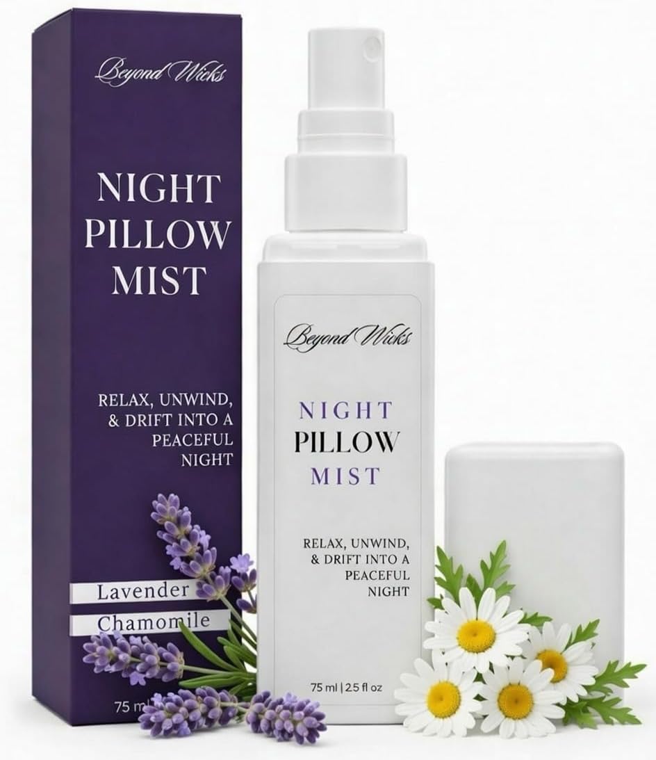 Pillow Spray – Lavender Chamomile Sleep Spray with Essential Oils – Relaxing Aromatherapy Mist for Pillows, Bedding, and Linens – Nighttime Pillow Mist – 75ml (2.5 fl oz)