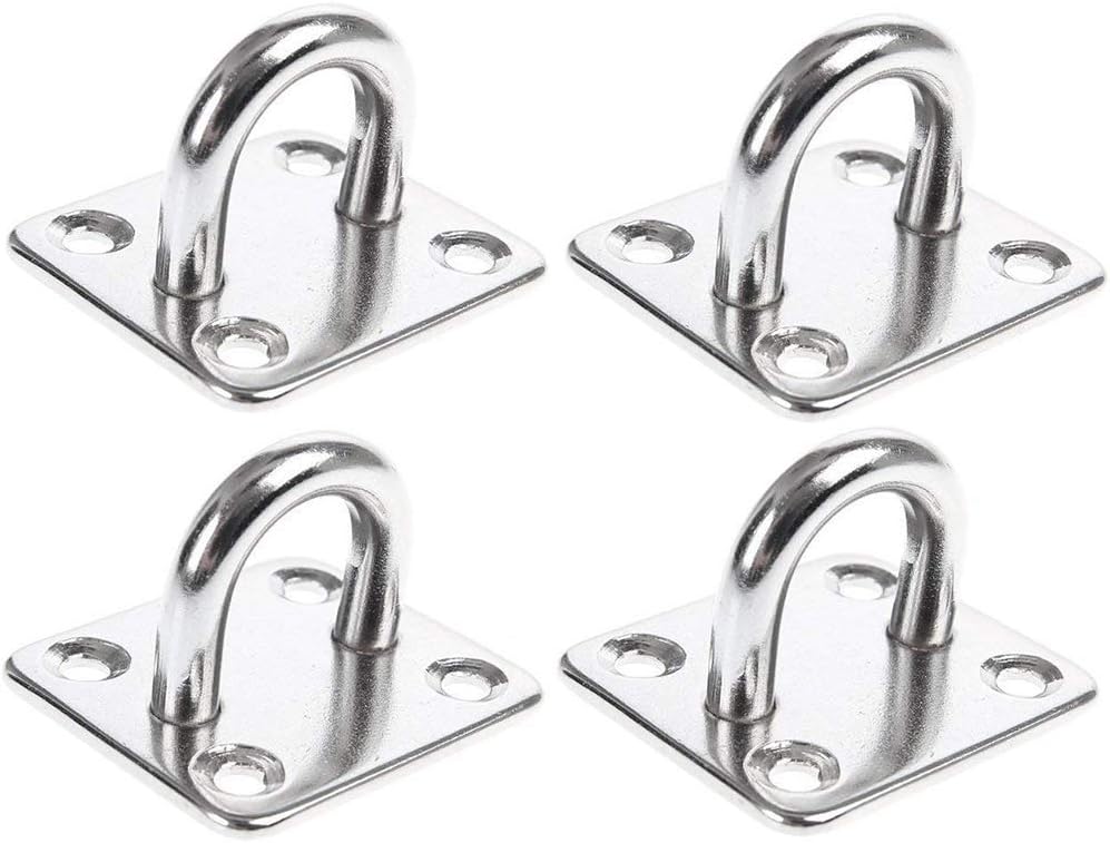 Heavy Duty Pad Eye Plate Staple Ring Hook Loop U-Shaped Sail Shade Hardware - Wall Ceiling Hammock Hooks Hanger for Swing Suspension - Stainless Steel